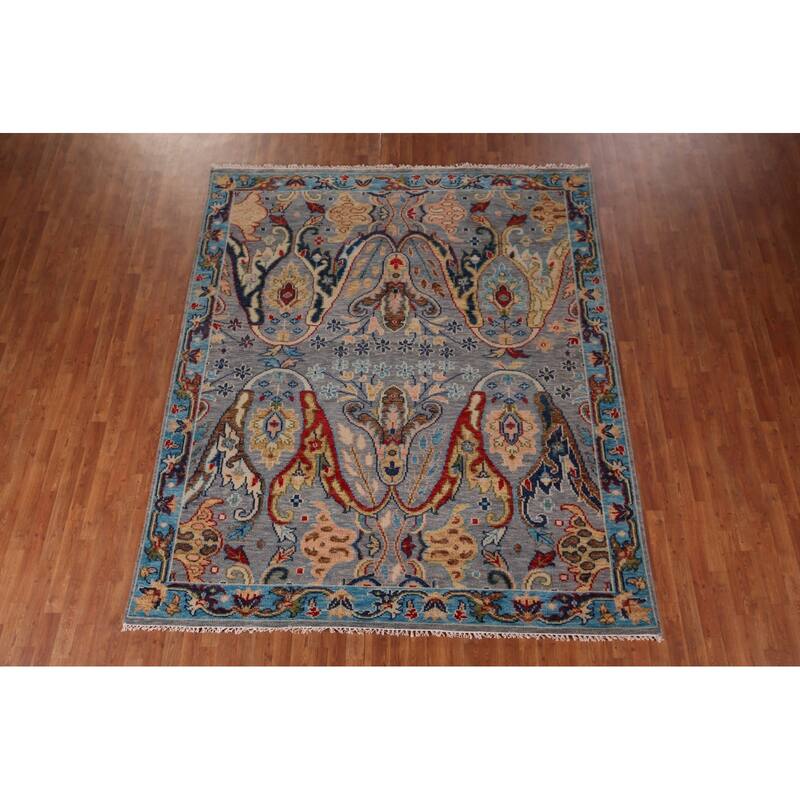 Oushak Indian Area Rug Handmade Wool Carpet - 8'1"x 9'7"