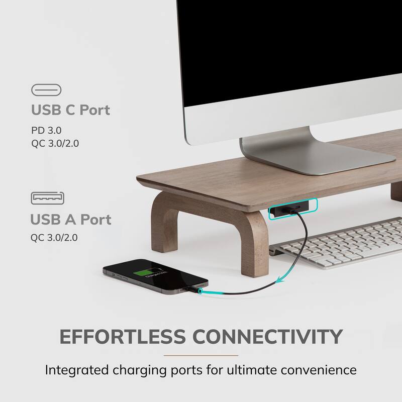Jani Wood Monitor Stand Riser Desk - Ergonomic Design Stand, Desktop Organizer Table for Home, Office Workspace, Gaming Desk