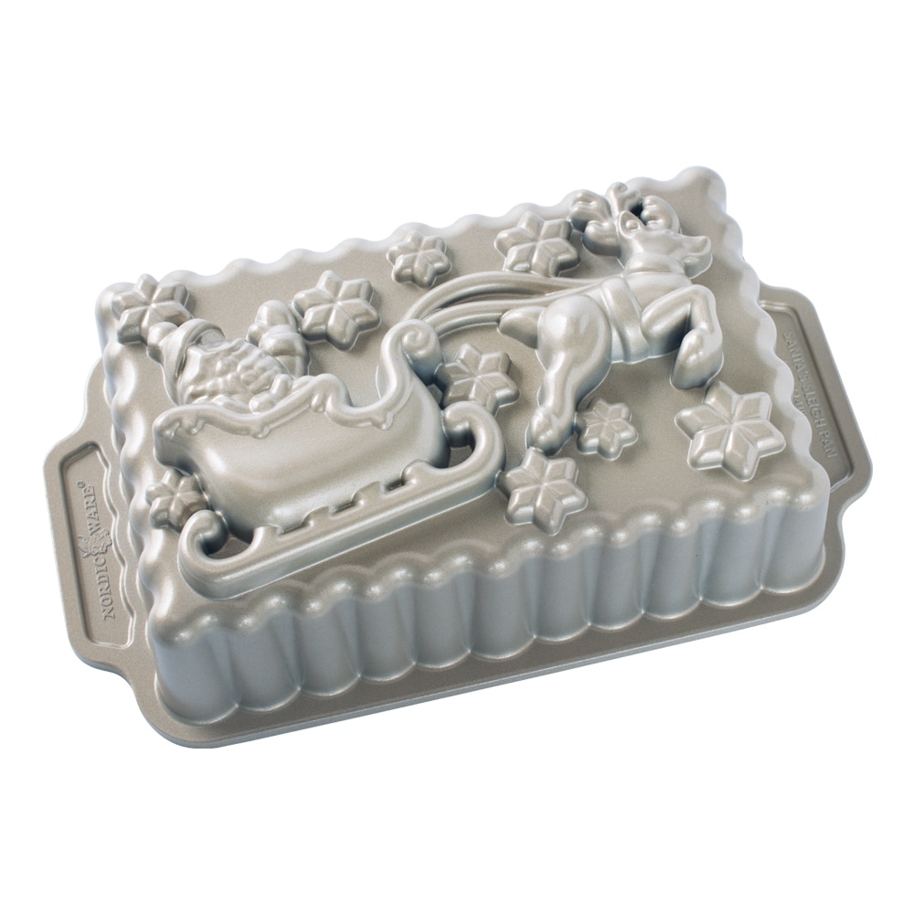 Aluminium Santa's Sleigh Rectangular Loaf Pan Baking Tin, Oven Safe, Gray