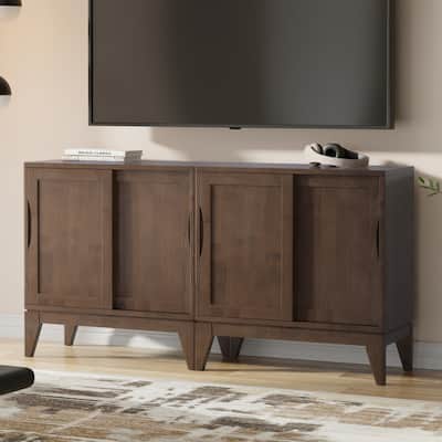 WYNDENHALL Pearson Solid Wood 30 inch Storage Cabinet (Set of 2) - 30"W x 14"D x 31"H