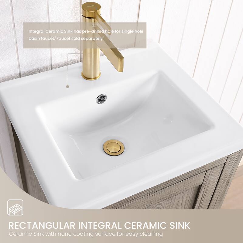 Gela Single Bath Vanity with Ceramic Basin Top and Mirror