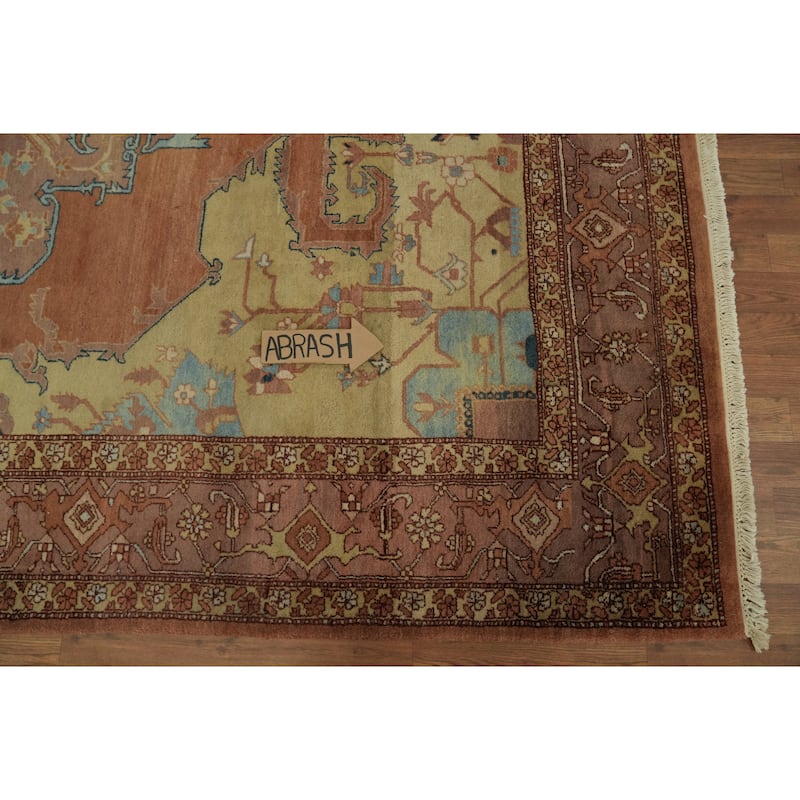 Hand Knotted Oriental 100% Wool Carpet Traditional Geometric Oranges & Rust Heriz Area Rug - 10' 0'' X 8' 2''