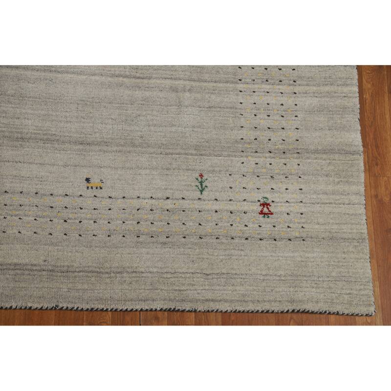 Hand Knotted Oriental 100% Wool Carpet Tribal Tribal Greys & Charcoal Gabbeh Area Rug - 9' 9'' X 8' 0''