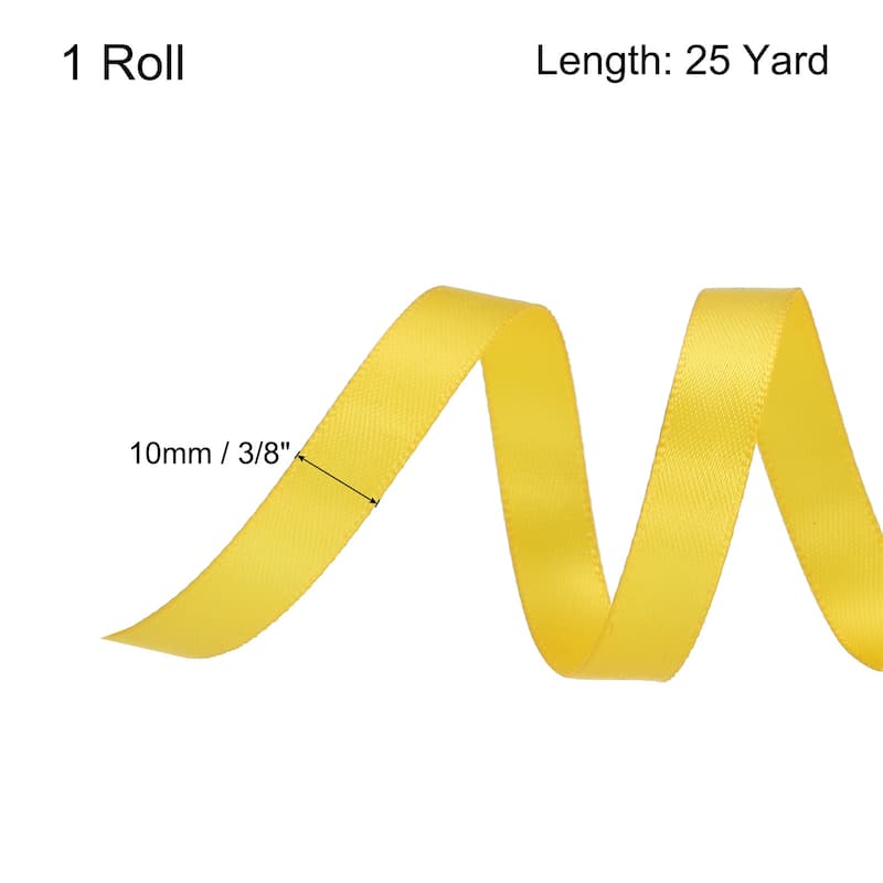 Satin Ribbon Grosgrain Thin Solid Silk Wedding Bouquet Ribbon Decor - Corn Yellow - 3/8" x 25 Yard