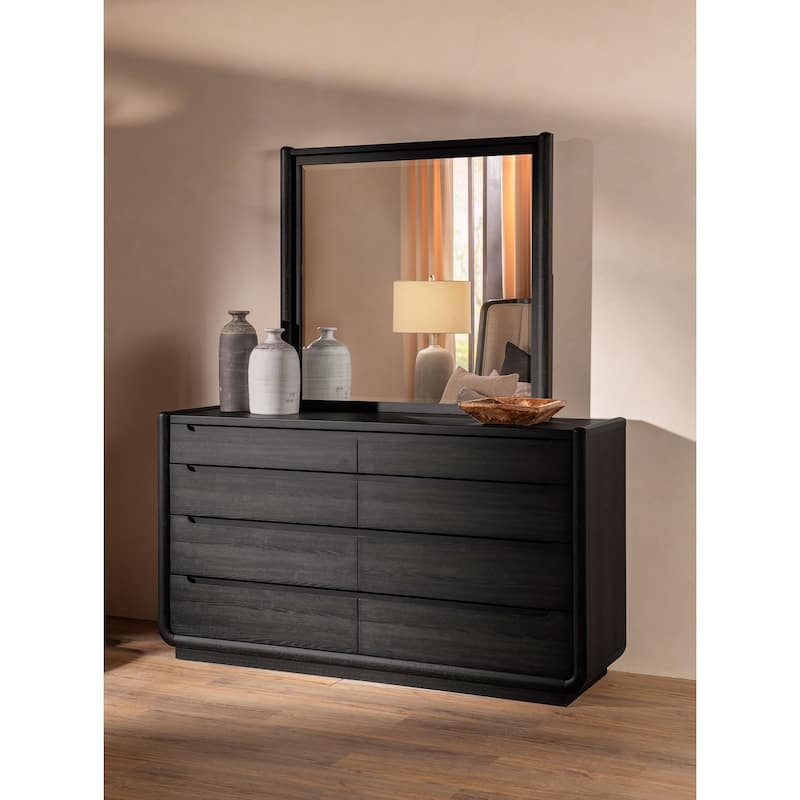 Leandro 8-drawer Bedroom Dresser with Mirror Burnished Black