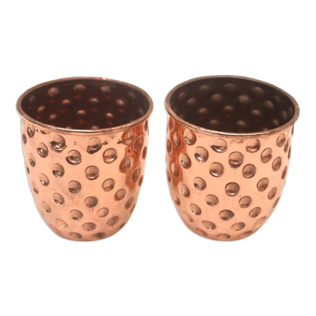 Novica Handmade Rosy Polka Dots Copper Cups (Pair)