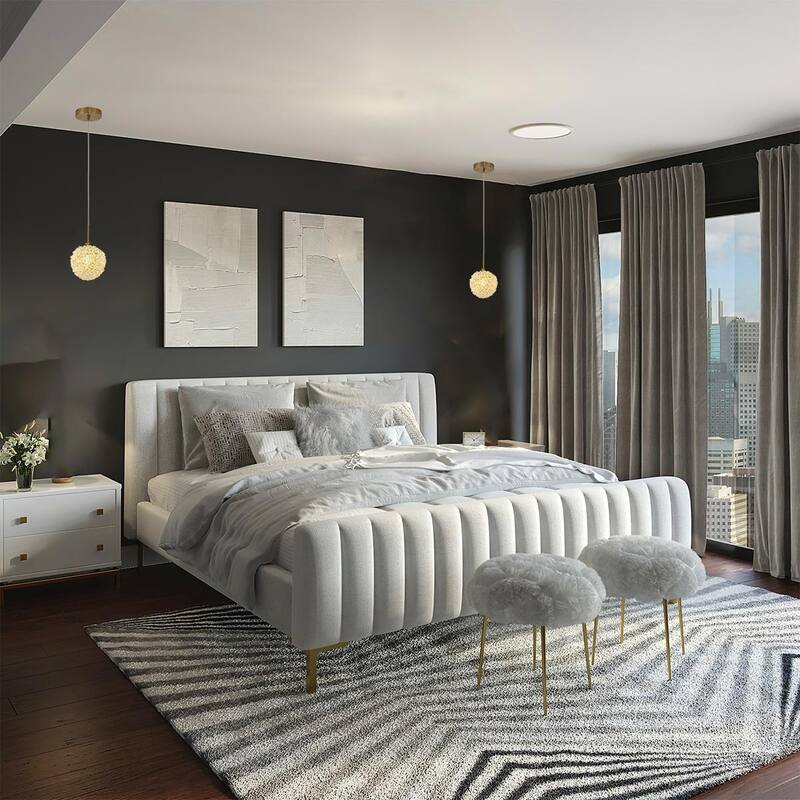 1-Light Brass Steel Single Pendant With Clear Crystal Beaded Ball