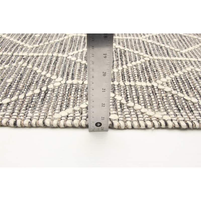 ECARPETGALLERY Braid weave Sienna Grey Wool Rug - 6'0 x 9'4