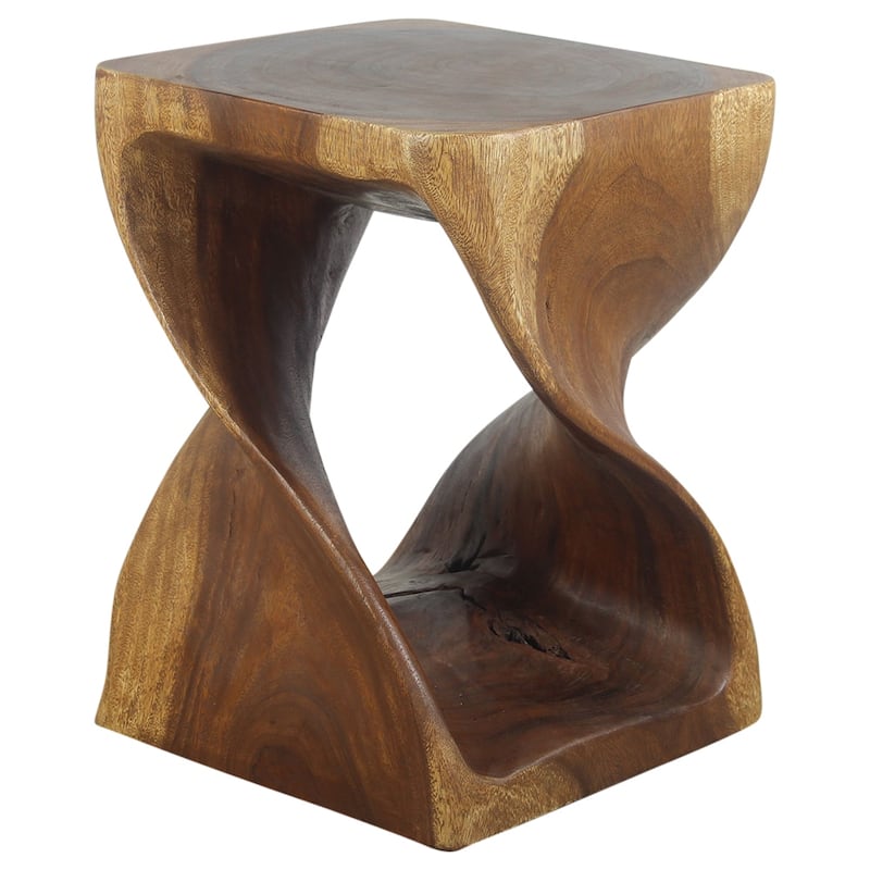 Haussmann® Wood Twist End Table 15 x 15 x 20 inch High Walnut Oil - 15" x 15" x 20"