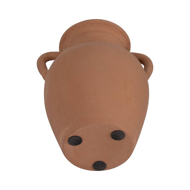Handcrafted Terracotta Pottery Vase with Amphora Shape and Handles