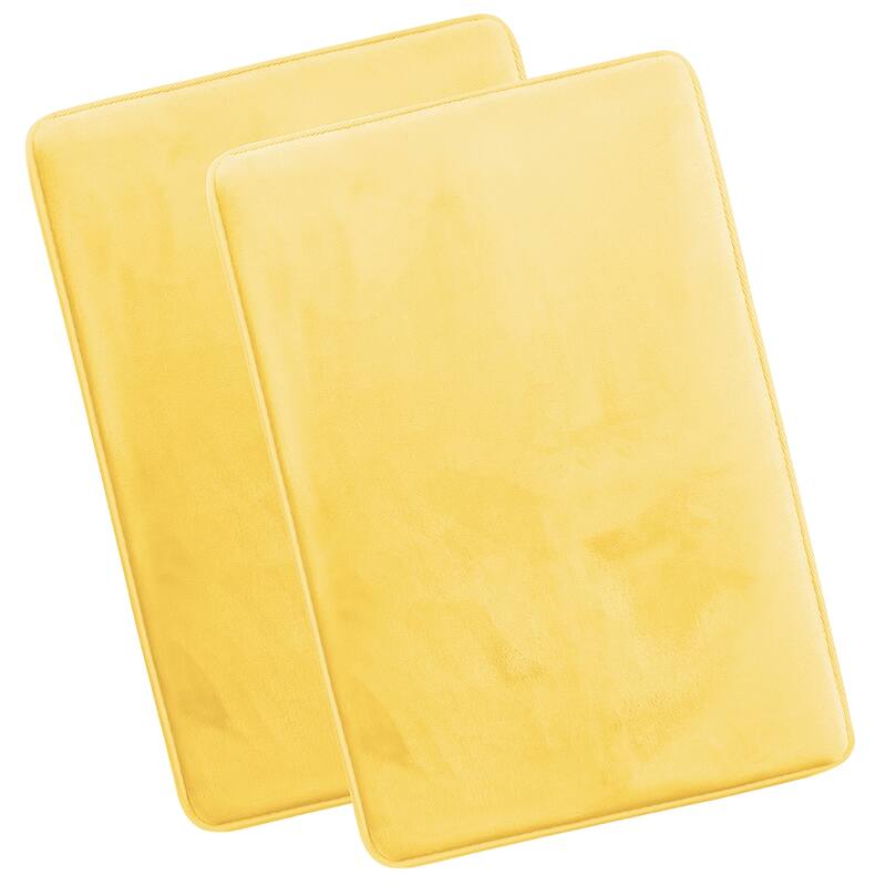 Clara Clark Ultra Soft Plush Bathroom Rug - Non-Slip, Velvet, Memory Foam Bath Mat - Set of 2 - Set of 2 (20x32) - Custard Mallow Yellow