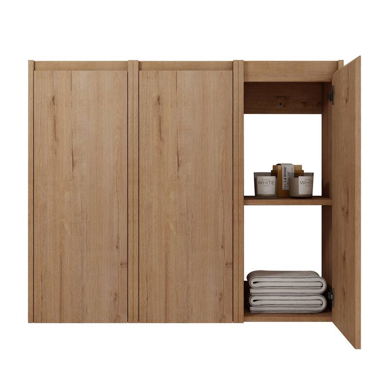 Modern Wall-Mounted Bathroom Side Cabinet with Soft-Close Doors, Floating Design, 6 Storage Compartments, 12-Inch Width