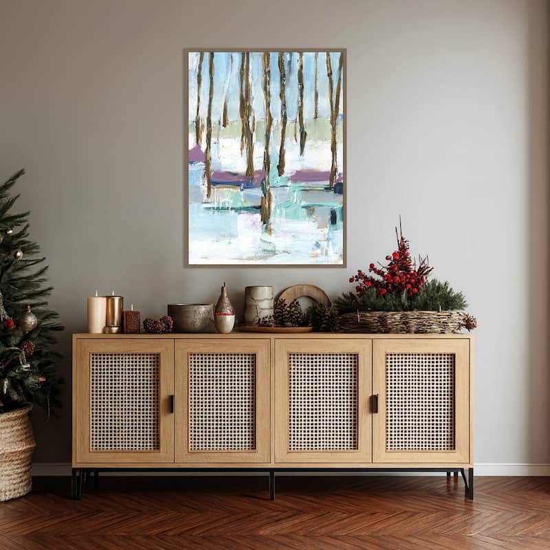 Pastel Forest II by Ethan Harper Framed Canvas Wall Art Print - Sylvie Dark Gold