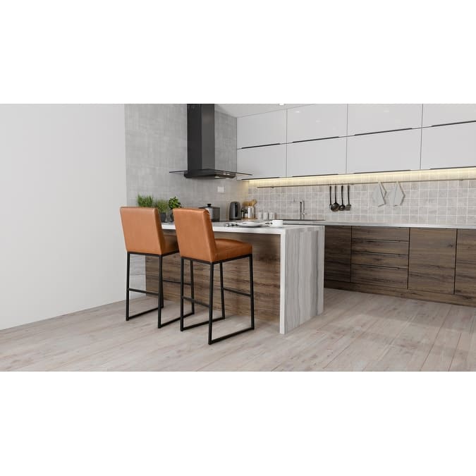Seville Bar Stool 30" Brown by Kosas Home - Single - Cognac - Bar Height