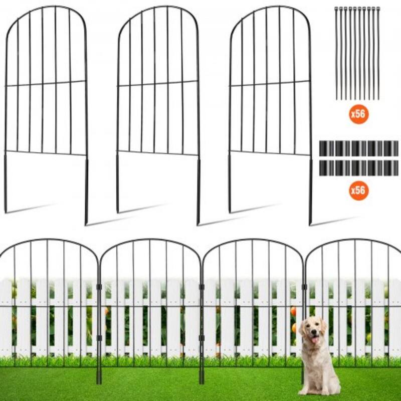 Black Metal Animal Barrier and Decorative Garden Fencing with Spike Space Ideal for Outdoor Use - 24 x 13 inch