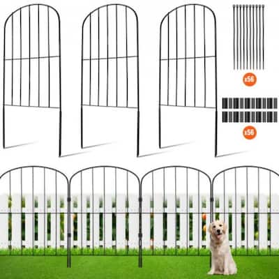 Black Metal Animal Barrier and Decorative Garden Fencing with Spike Space Ideal for Outdoor Use - 24 x 13 inch