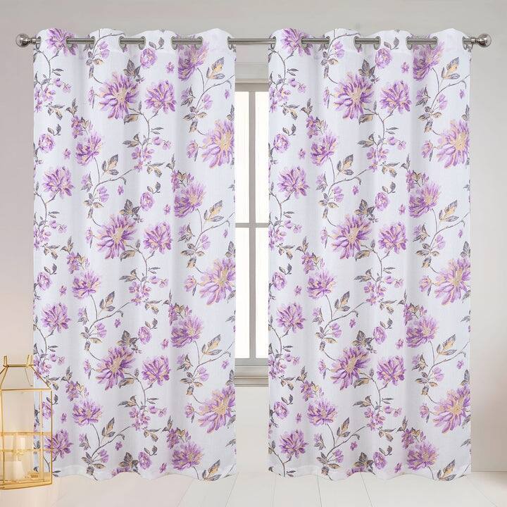 Marie Jacquard Floral Grommet Window Curtain Panel, 54x84 Inches - 54x84 Inches - Purple