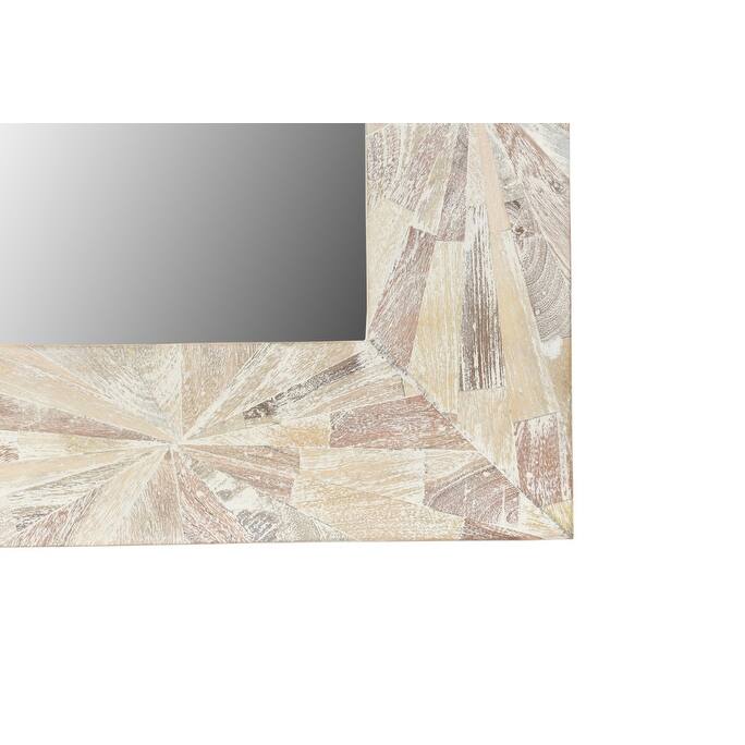 HomeRoots 46" White Solid Wood Geometric Starburst Framed Accent Mirror