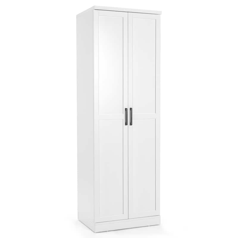 70 in Tall Wooden Storage Cabinet Freestanding Kitchen Pantry Cabinet - White
