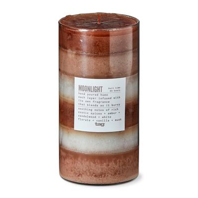 Moonlight Themed Scented Paraffin Wax Pillar Candle Large, Brown, 3x5.9 inch, Burn Time 105 Hours