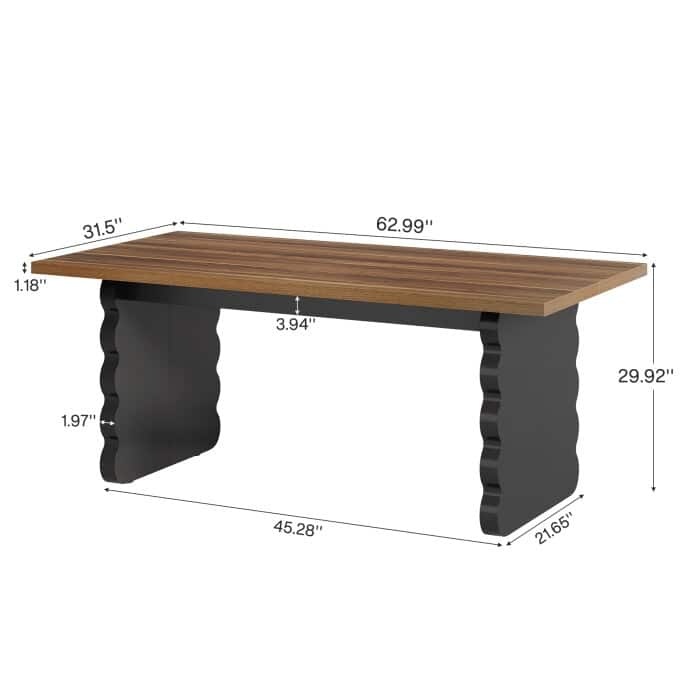63-Inch Modern Dining Table, Large Wooden Kitchen Table for 4-6