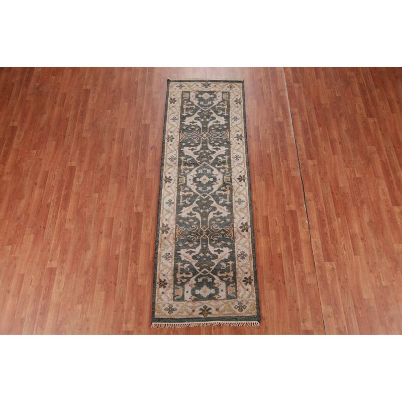 All-Over Oushak Oriental Runner Rug Handmade Wool Carpet - 2'9" x 8'4"