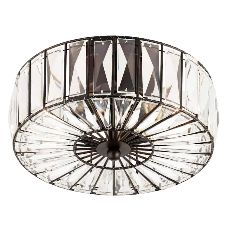 River of Goods Crystalline Oil Rubbed Bronze and Crystal 11.25-inch Semi-Flush Mount Ceiling Light - 11.5" x 11.5" x 6.375"
