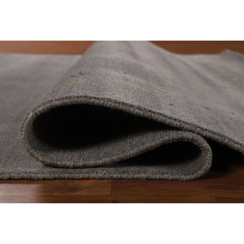 Hand Knotted Oriental 100% Wool Carpet Tribal Tribal Greys & Charcoal Gabbeh Area Rug - 8' 3'' X 5' 1''