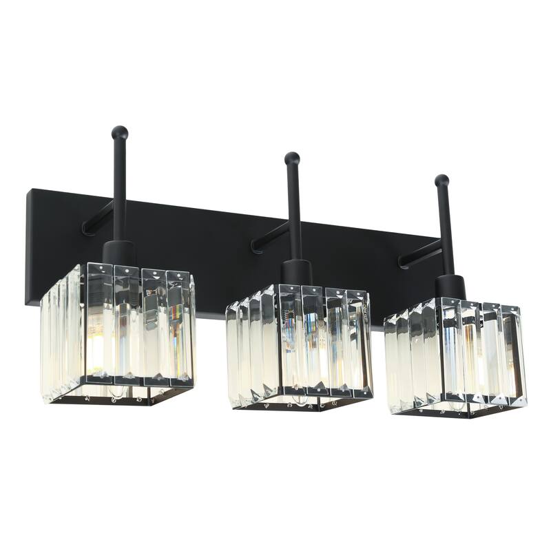 3-light Glass Rectangular Bathroom Vanity Light Wall Light