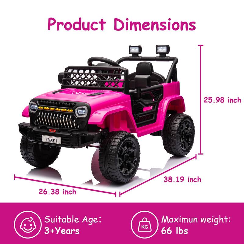 Electric 4 Wheel Vehicle Toy, Truck 12V Kids Ride on Car for Toddlers