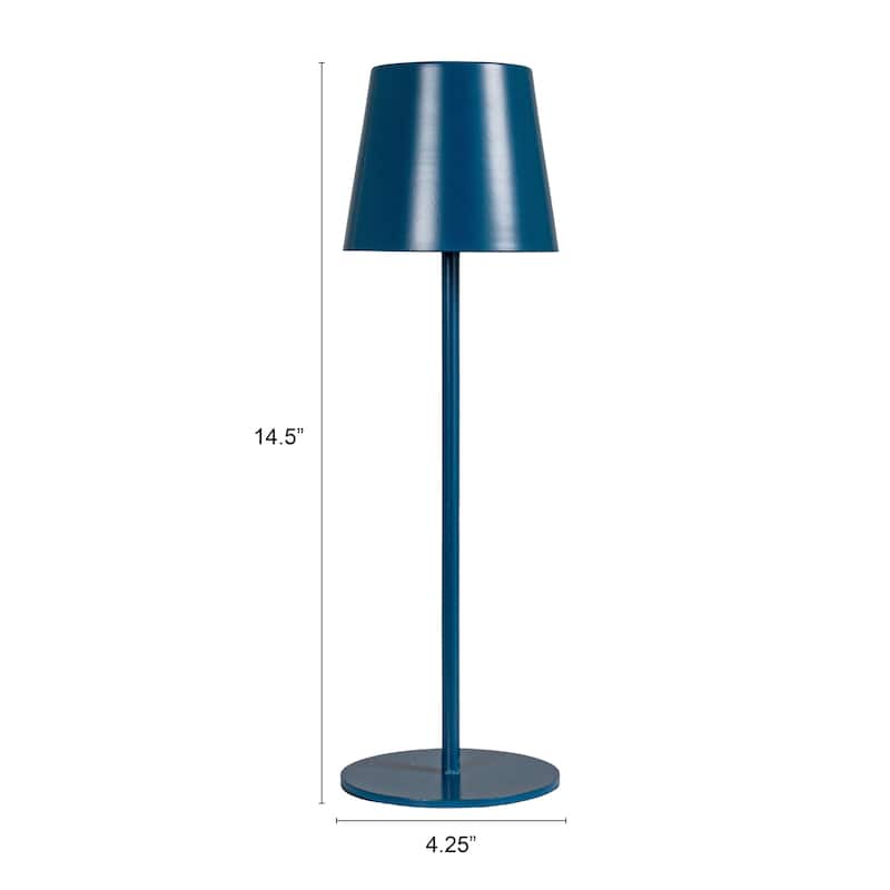 Metal LED Rechargeable Table Lamp with Touch Sensor, Navy Blue - 4.3"L x 4.3"W x 14.5"H