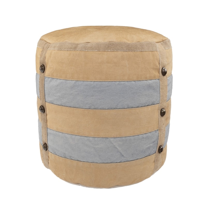 HomeRoots 16" Tan 100% Cotton Ottoman