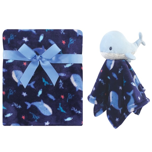 slide 1 of 1, Luvable Friends Baby Boy Plush Blanket and Security Blanket, Deep Sea, One Size - Deep Sea - One Size Deep Sea - One Size