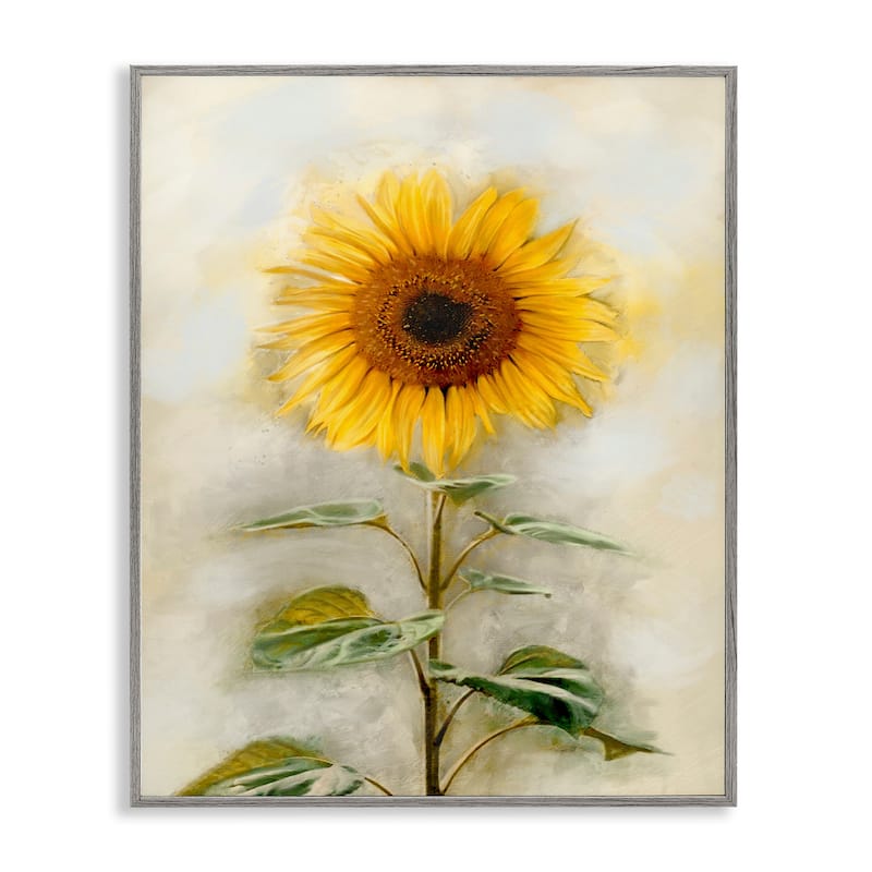 Stupell Sunflower Summer Bloom with Stalk Framed Wall Art - 24 x 30 - Grey