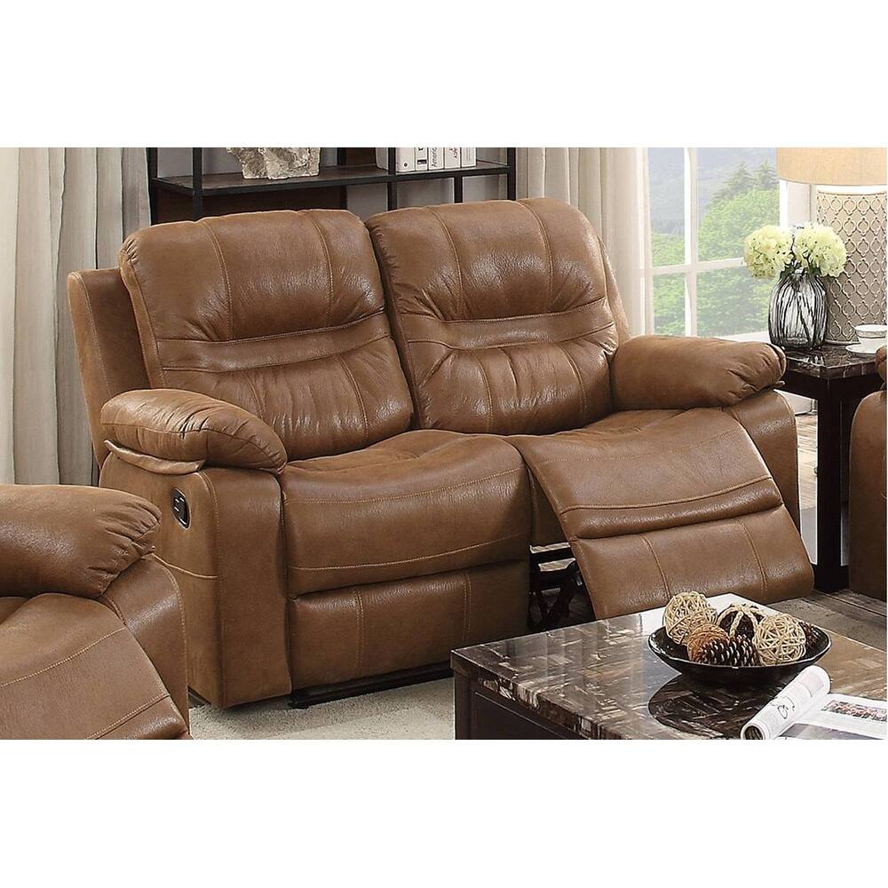Breathable Leathrette Motion Loveseat in Dark Brown