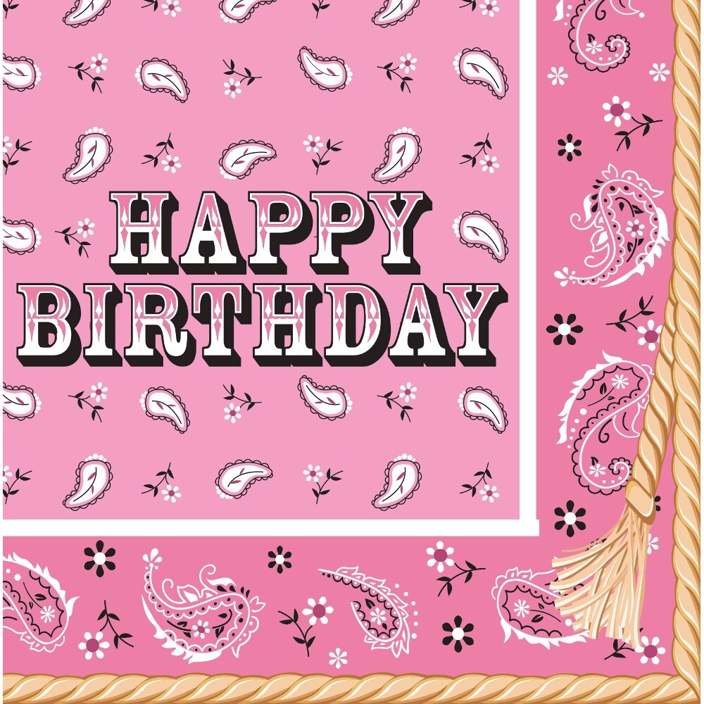 Shop Club Pack Of 192 Happy Birthday Pink Bandana Cowgirl