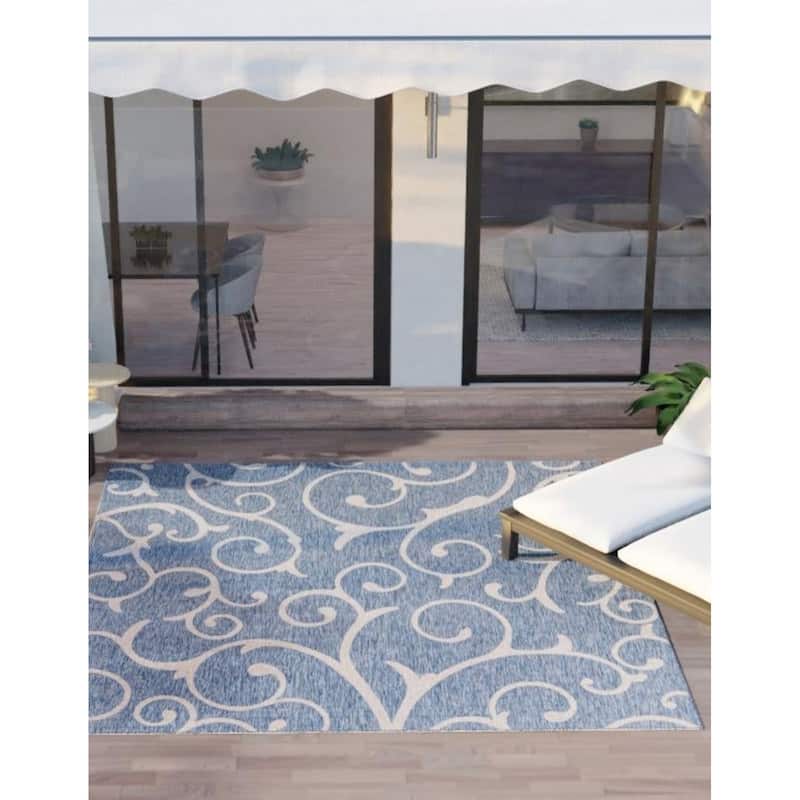 Outdoor Turgh Collection Area Rug - Blue - 13' Square