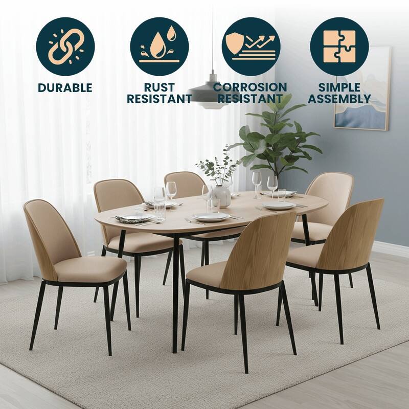 Dining Chair with Upholstered Seat Side Chair with MDF Wood Frame in Steel Set of 4