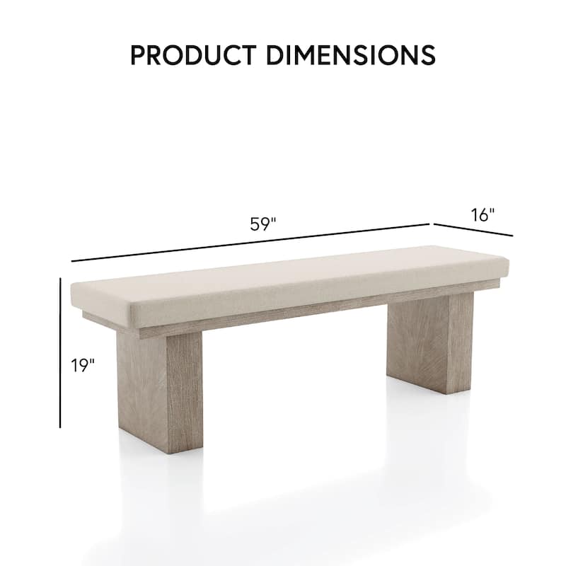 Furniture of America Yetaria Modern Farmhouse Natural Wood Padded 59-inch Dining Bench