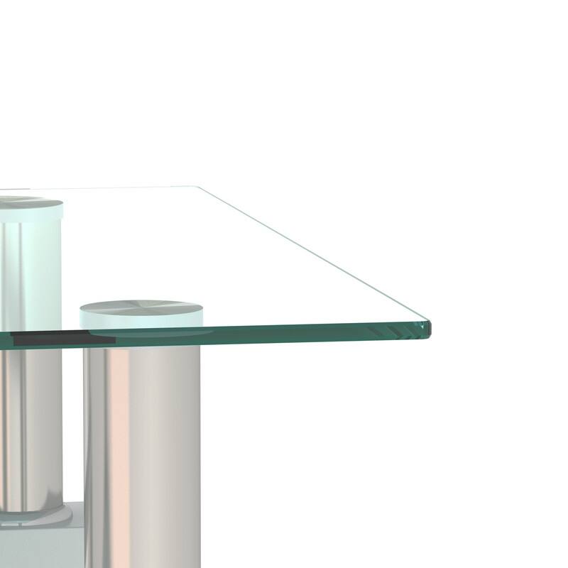 1-Piece Modern Tempered Glass Tea Table Coffee Table End Table, Square Table for Living Room