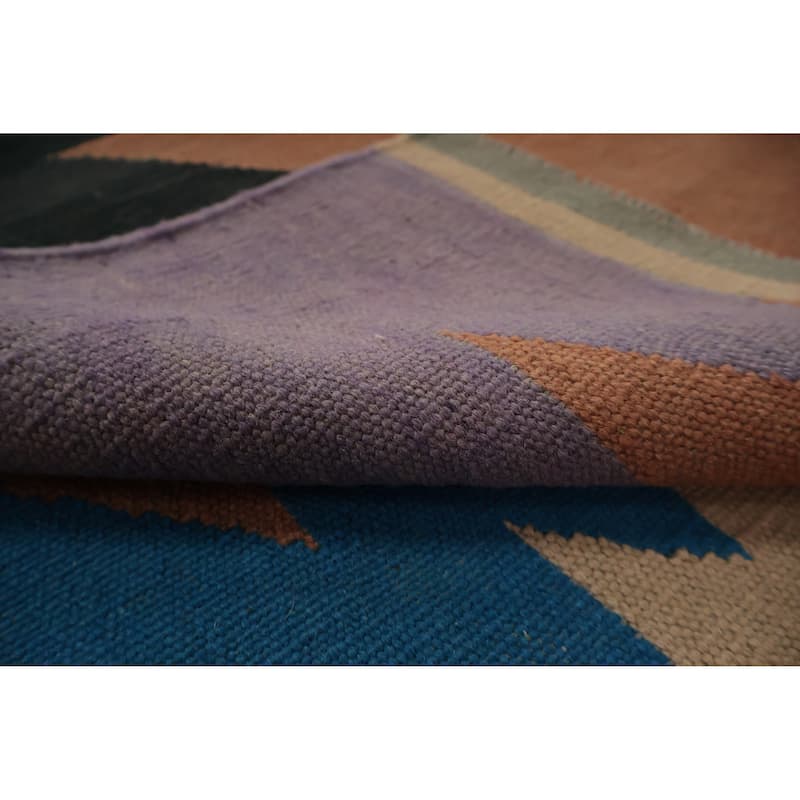 Hand Woven Oriental 100% Wool Carpet Southwestern Tribal Multi-Colored Kilim Area Rug - 13' 3'' X 8' 4''