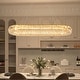 preview thumbnail 13 of 16, Modern Glam LED Crystal Chandelier Rose Gold Island Light for Dining Room - D37" x H64" Max