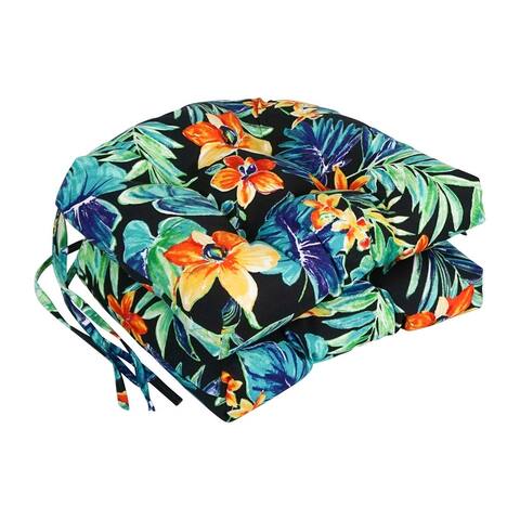 16-inch Rounded Back Tufted Indoor/ Outdoor Chair Cushions (Set of 2) - 16"