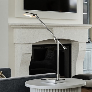 Luxury Modern Desk Lamp, 23''W x 7''D x 26''H, with Transitional Elements,  Chrome Finish and a Chrome Metal Shade