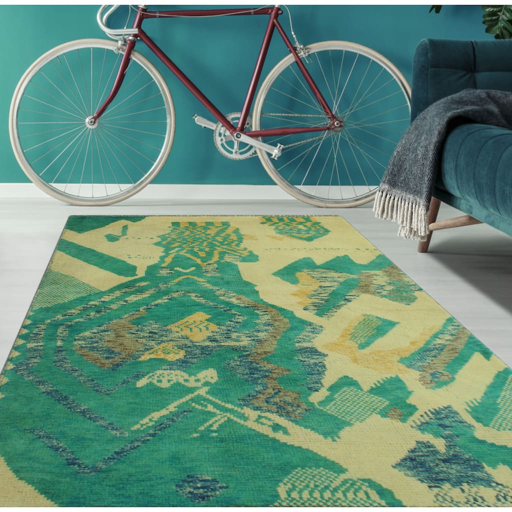 Balochi Lorelei Ivory/Turquoise Rug - 3'1" x 4'10"