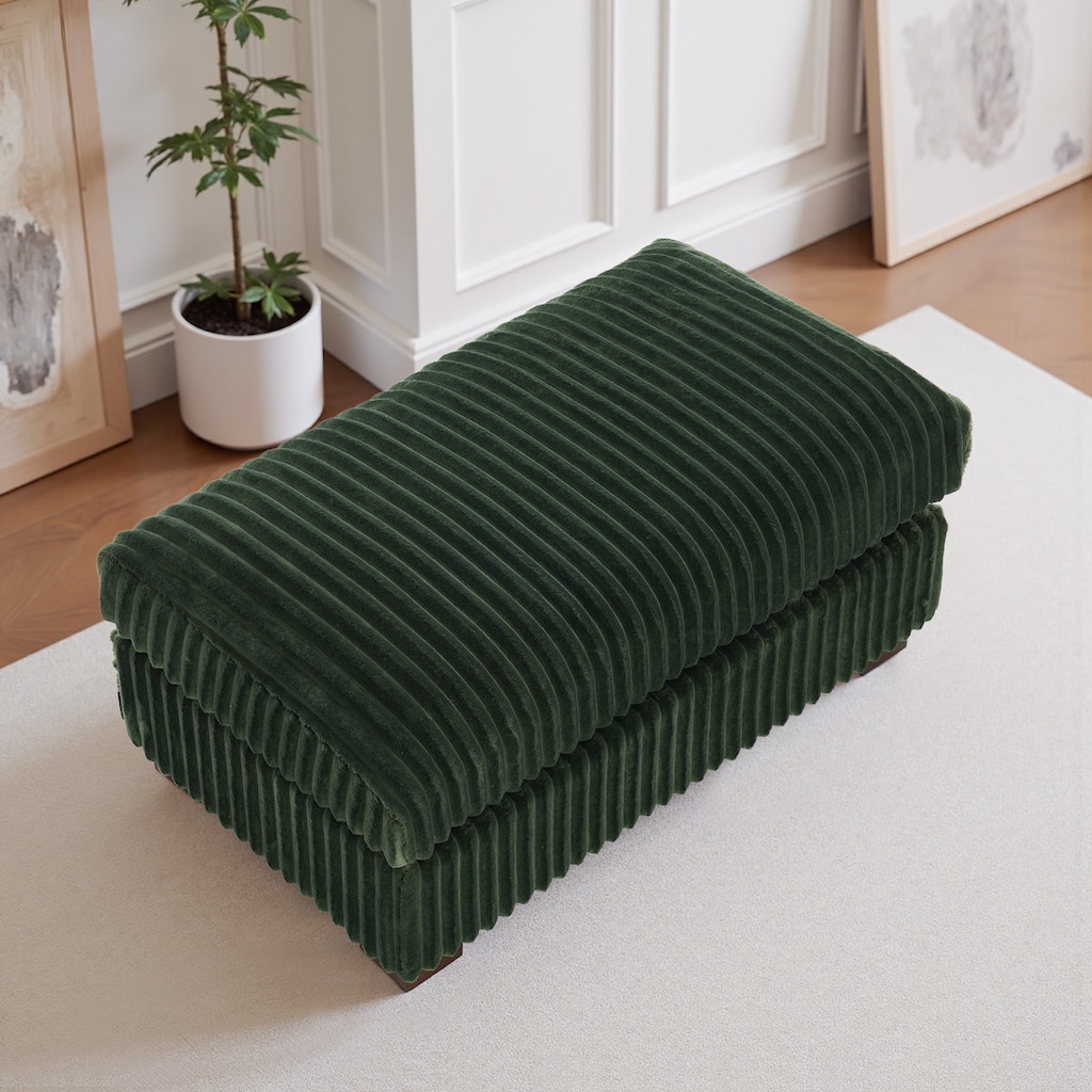 Modern Interior Rectangle Faux Fur Ottoman