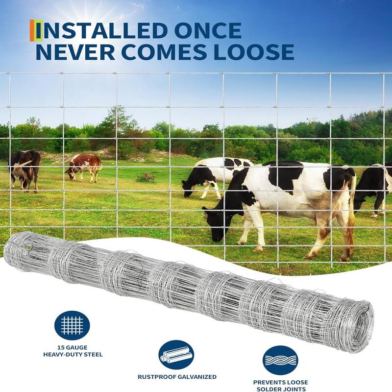 4FT x 164FT Heavy Duty Galvanized Cattle Fence Panel for Livestock Goat Sheep and Garden Enclosure