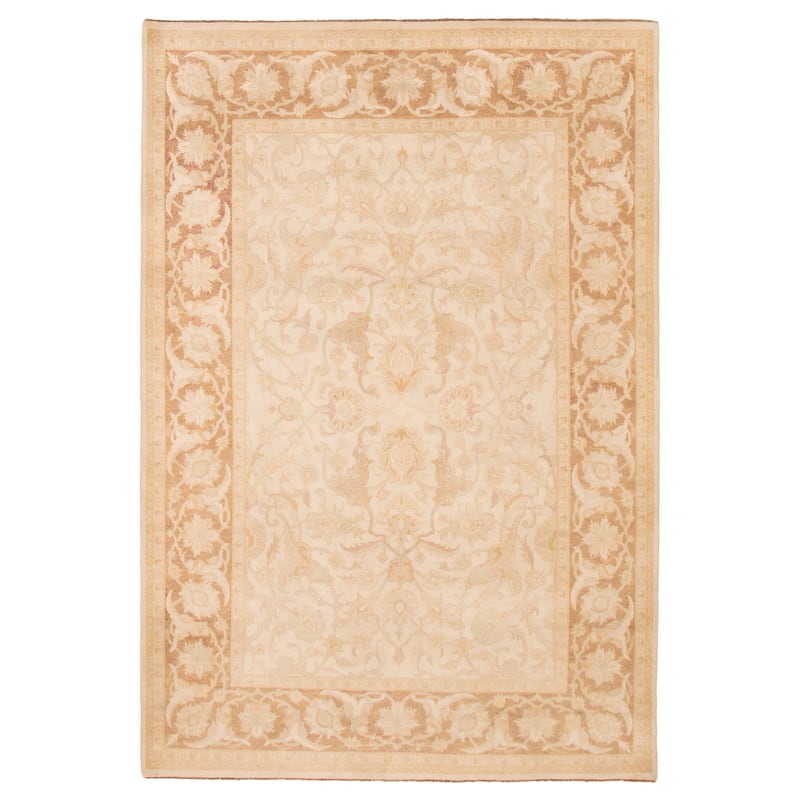 ECARPETGALLERY Hand-knotted Peshawar Oushak Ivory Wool Rug - 6'0 x 8'11 - Ivory - 6'0 x 8'11