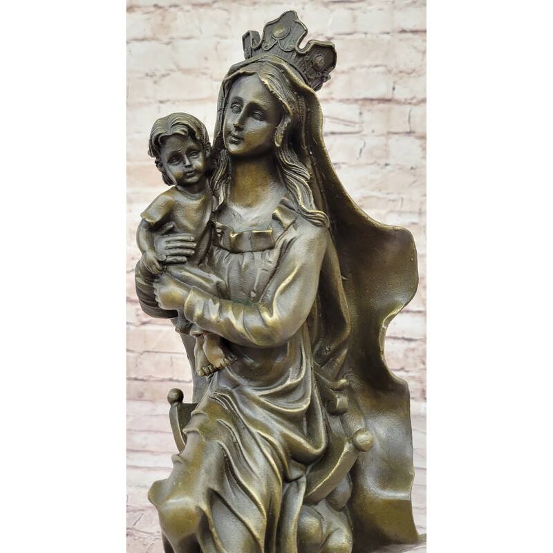 Mother Virgin Mary Madonna Jesus Statue Figurine Bronze Sculpture Home Decor