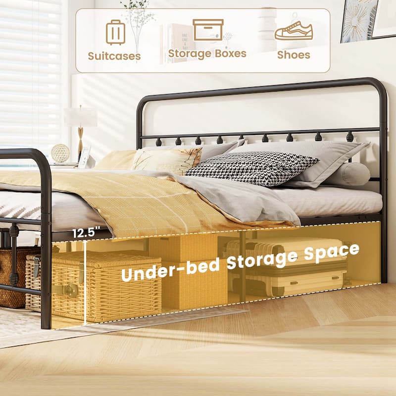 Costway Full/Queen/King Size Bed Frame with Headboard Under Bed